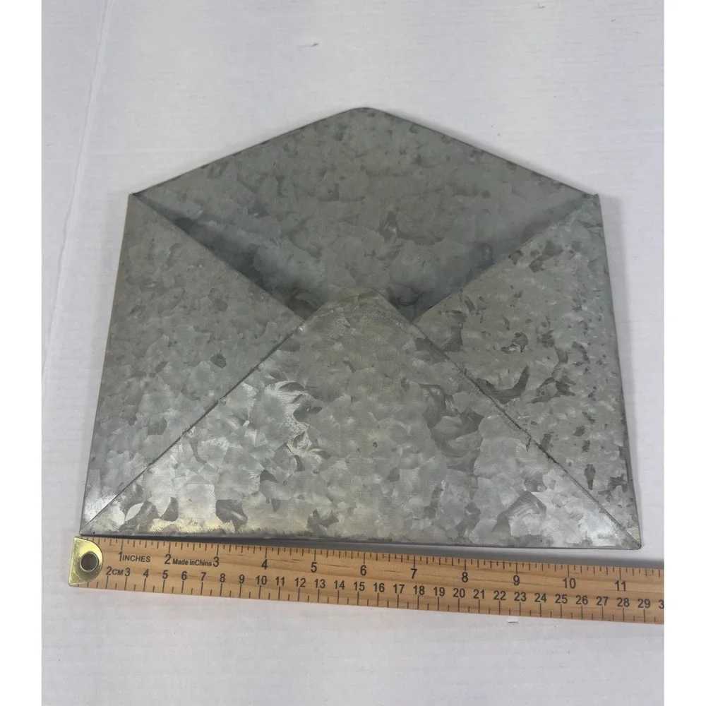 Galvanized Metal Envelope Wall Pocket Silver Farmhouse Decor